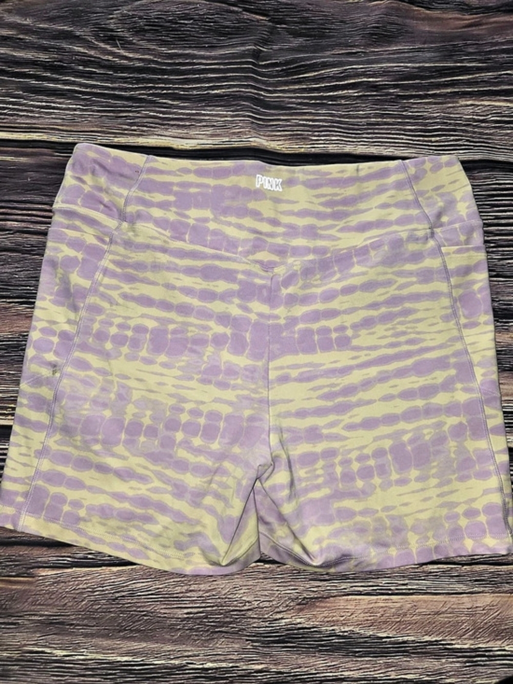 PINK Women's Abstract Athletic Shorts Purple & Cream XXL Like New